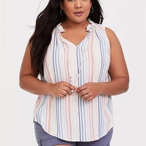 Torrid Ivory Striped Pullover Tank Top with Neck Tie Detail Size 4x 26